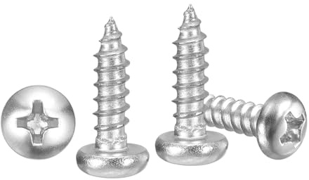 METALLIXITY Phillips Pan Head Self Tapping Screws(M2.6x8) 50Pcs, 304 Stainless Steel Self Drilling Screw for Metal Wood Plastic, for Cabinet Wall Shutter Plate Rock Furniture, Silver Tone