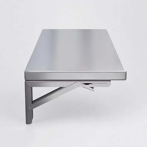 GSKDZG Küchentisch Esstisch Aus Edelstahl, Wandklapptisch Für Kleine Räume Klapptisch, Schwimmender Schreibtisch Mit Halterungen Wandtisch, Computertisch(90x40cm)