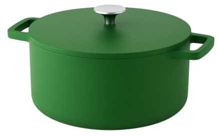 Cook&Pan Dutch Oven Gusseisen Topf Brot Backen 6,5L - [Greenshield] Antihaft PFAS & Teflon-frei - Ideal als Brotbacktopf, Bräter mit Deckel & Schmortopf (28cm) - Ofen- & Spühlmaschinenfest - Grün