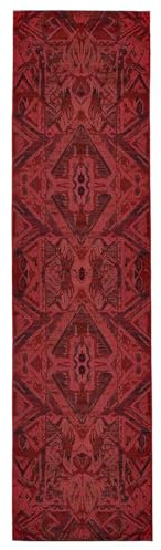RugVista Amour In & Outdoor-Teppich, Rechteckig, 80 x 300 cm, Dunkel Rot | Orientalische, Mittlerer Stapel, Nur Handwäsche, Oeko-Tex 100, UV-beständig, Diele, Patio