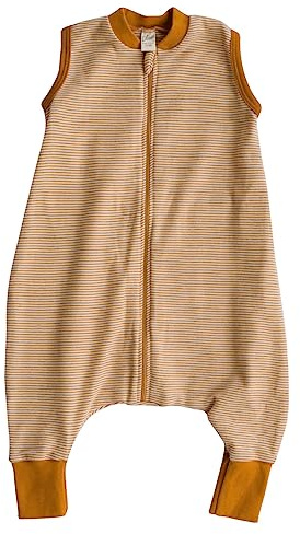 Lilano, Schlafsack mit Bein, Geringelt, Merinowolle (kbT), Seide, 210 g/m² (Curry/Natur, 110-116)