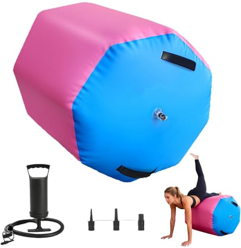 Rouleau de gymnastique à air, tapis de culbute acrobatique gonflable avec pompe, rouleau de gymnastique octogonale pour yoga, ressort arrière, gym, pom-pom girl, tapis de gymnastique antidérapant (70
