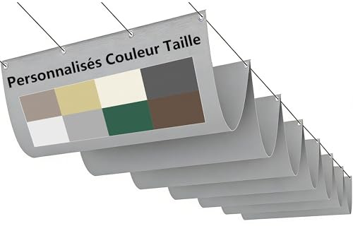 Voile-D'ombrage Rétractable Personnalisée Imperméable Bache Ombrages Vague Toile D'ombrage Filet Ombrage Protection Solaire Polyester pour Jardins Balcons Terrasses Pergola avec Oeillets et Cordons