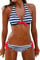 PANOZON Frauen Streifen Taillierte Badeanzug Split Damen Bademode Set Bikini(XX-Large,Blau Weiss)