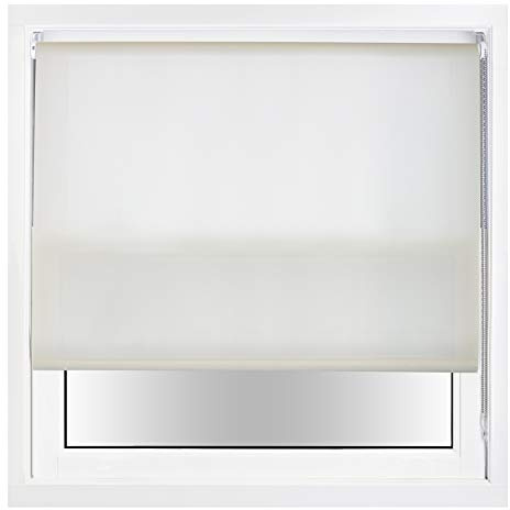 FURNISHED Daylight Roller Blinds with Metal Fittings, Trimmable - Cream, 120W x 210H cm