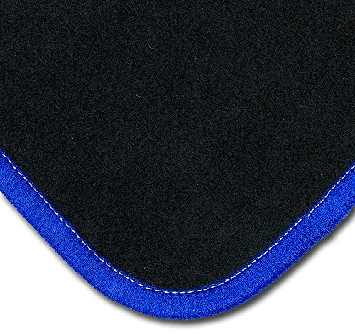 Bär-AfC Auto Fußmatten Classic passend für Skoda Fabia 2 5J 2007-2014, Autoteppiche Nadelvlies Schwarz, Rand Kettelung Blau, Set 4-teilig, SK03497