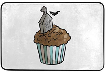 FANTAZIO zerbini Halloween tomba cupcake tappeto, tappeto antiscivolo in poliestere per angoli e bordi antiscivolo ideale tappeto tappo per cucina/bagno 23.6 x 15.7in