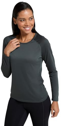 Mountain Warehouse IsoCool Dynamic Womens Top - Comfortable Ladies Tshirt, Long Sleeve Top, Lightweight, Fast Dry, Breathable - for Spring Summer, & Travelling Khaki Women's Size 14