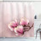 ABAKUHAUS Magnolie Duschvorhang, Fragile Blütenblätter, Stoffliches Gewebe Badezimmerdekorationsset mit Haken, 175 x 200 cm, Baby Pink Braun Rosa