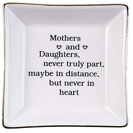 Ueerdand Gift for Mom from Daughter, Mother's Day, Christmas, Thanksgiving, Birthday Gift for Mother and Daughter Ceramic Ring Dish Decorative Jewelry Tray