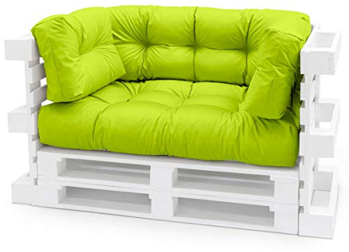 Spatium Palettenkissen Set abnehmbar Bezug wasserdicht gesteppt Palettenauflage Palettenpolster Palettensofa Palettenmöbel Apfelgrün 4er Set