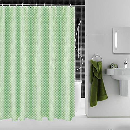 Householdfurnishing Super Quality Waterproof Polyester bathroom Shower Curtains with hook (Green, 180X180cm)