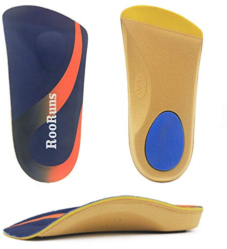 RooRuns Comfort Plantar Fasciitis Insoles for Men and Women | 3/4 Arch Support Insoles, Orthotic Inserts with Metatarsal Pads, Orthotic Shoe Insoles for Flat Feet, Heel Spurs, M