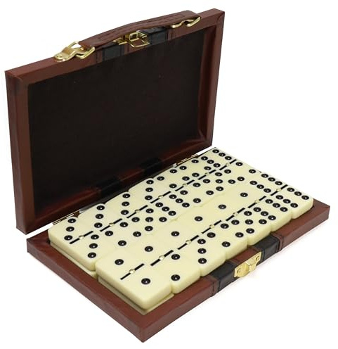 ERLLE - Premium Double 6 Dominoes Set, Classic Domino Game with Leather Case, Domino Set for Adults & Kids, Durable, Travel-Friendly, and Easy to Read Tiles
