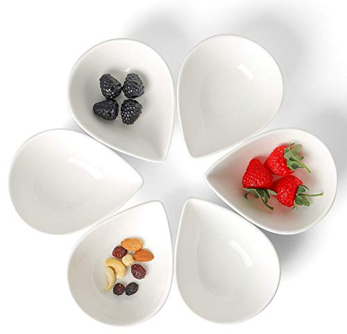 Keponbee Snackschalen Dip Schälchen weiß Keramik Sojasauce Gericht Saucenschale Dessertschale 6tlg für Beilage/Sushi (250ml/stk)
