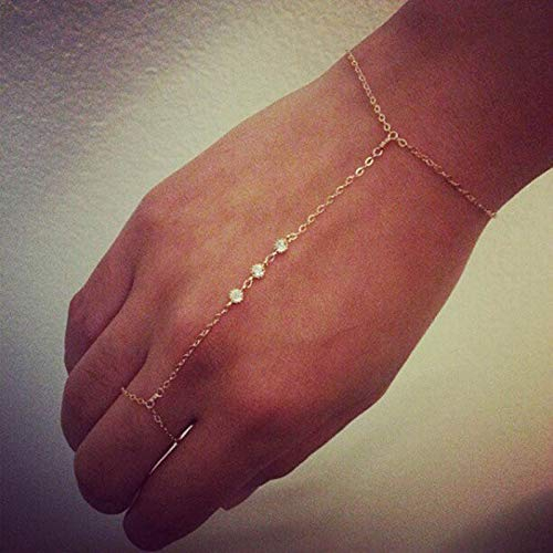 TseenYi Schlichtes goldfarbenes Armband mit Kristallen im Boho-Stil, für den Sommer, für Damen und Mädchen
