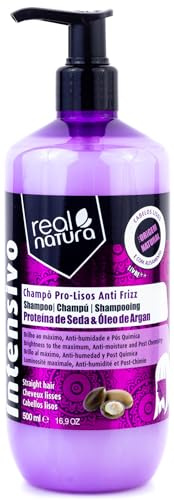 REAL NATURA - Shampoo ohne Salz Pro-Lisos Anti-Frizz mit Arganöl - Unisex Haarpflege - 500 ml - Für glattes, glänzendes Haar ohne Frizz