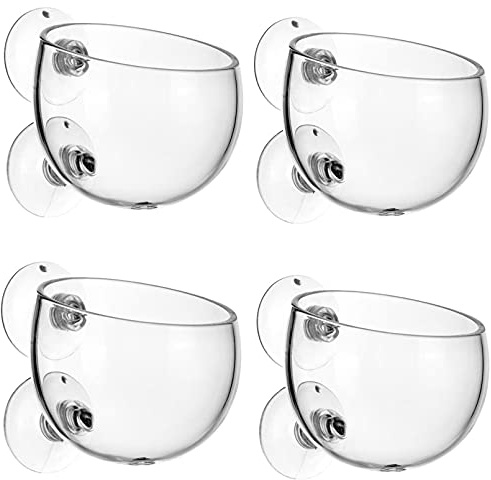 Tfwadmx Aquarium Plant Holder Plant Pot Aquarium Decor Crystal Glass Aquatic Plant Cup with Suction Cups for Fish Tank Aquascape Decoration (4 Pack)