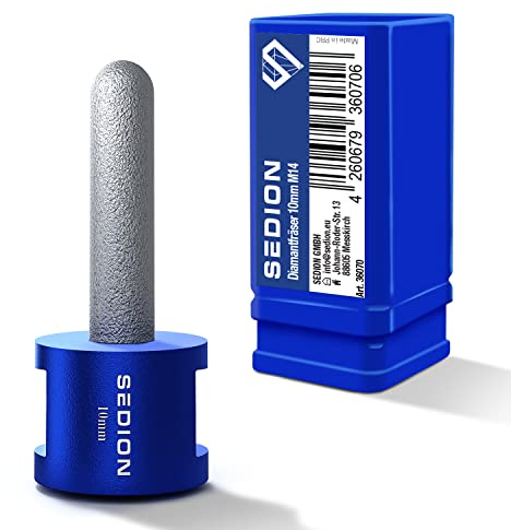 SEDION® Diamantfräser 10mm x M14 Premium - Exzellentes Bohren & Fräsen von harten Fliesen - Fingerfräser mit Industrie Diamanten - Profi Fliesenfräser 10 mm für Bosch, Makita uvm. Winkelschleifer Flex