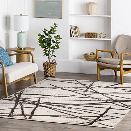 Leesentec Teppich Wohnzimmer Moderner Künstlerischer Teppiche Waschbar Kurzflor rutschfest Orientteppiche Raummatte,Beige,120 x 160 cm