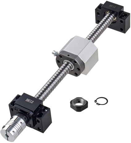 CNCYEAH Kugelumlaufspindel SFU1605-1500mm Gewindespindel Edelstahl Linearführung mit BK12 / BF12 Unterstützung, DSG16H Muttergehäuse+Kugelumlaufmutter+Kupplung für Graviermaschine