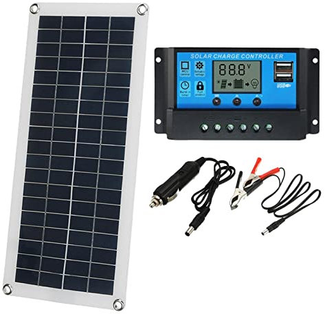 Facynde FacynPanneaux solaires 12W 18V - Kit Panneau Solaire 12W 18V | Batterie Solaire pour système Hors réseau Maison Marine véhicule Camping-Car Voiture 12 Volts