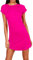 Fashion Star Womens Curved Hem Turn Up Cap Sleeve Tunic T-Shirt Mini Dress Plain Cerise Plus Size (UK 20/22)