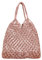 Borsa di paglia fatta a mano da viaggio estate spiaggia rete da pesca borsa shopping borsa a tracolla tessuta uncinetto maglia borsa per le donne, Rosa