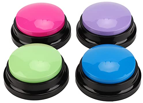 Dog Talk Aufnehmbare Trainingssummer– 4Pcs Sprachtrainingsknöpfe für Katzen, Hunde und Welpen, 30 Sekunden Beschreibbarer Knopf.