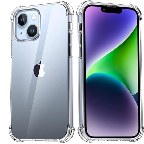 Melomon Clear Case for iPhone 14 Plus, Anti-Scratch, TPU Frame and Hard PC Back Plate, Transparent Shockproof Bumper Cover With 4 Protective Air Bags Fit for iPhone 14 Plus (6.7-Inch)