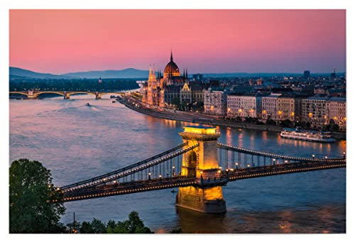 artboxONE Poster 150x100 cm Reise Budapest und die Donau, Ungarn - Bild Budapest brücke Budapest