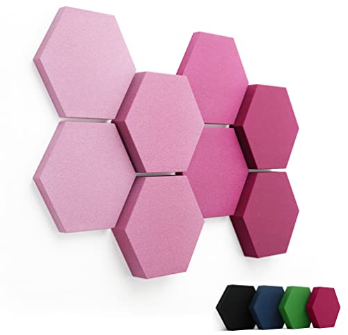 FENNEXT® Schallabsorber Akustikpaneele [8 Stk.] für spürbar reduzierte Geräusche I Modernes Akustikbild aus Hexagon Akustikplatten I Unbedenkliche Wand Paneele hergestellt in der EU I 3D Panels