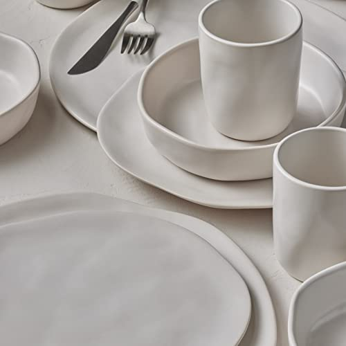 Stone by Mercer Project HEKONDA Service de table moderne 16 pièces en grès avec assiettes et bols pour 4 personnes, beige