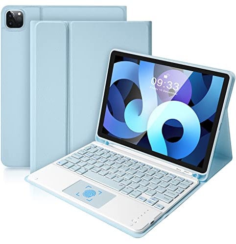 SOPPY Keyboard Case with Touchpad for iPad Air 11-inch (M3 2025 / M2 2024) & Air 4th/5th Gen & iPad Pro 11 inch (1st/2nd/3rd/4th Gen), Detachable Keyboard Cover, with Built-in Pencil Slot, Blue