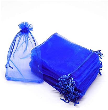 Wanfoou 100 Stück Organzasäckchen Organzabeutel Säckchen Geschenkbeutel Säckli,10 x 15 cm Hochzeit Säckchen Organza Beutel Schmuckbeutel Bonbonsbeutel Geschenksäckchen für Hochzeit,Weihnachten,Blau
