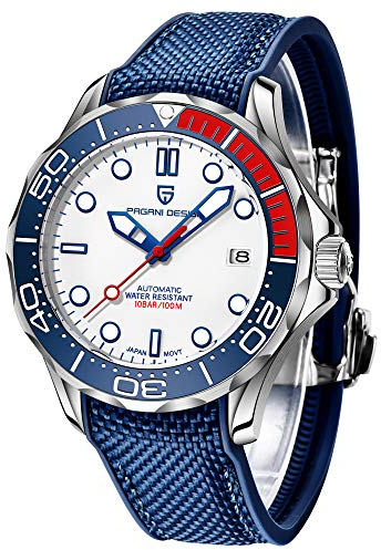 Pagani Design 007-Modell Herren-Automatikuhr, NH35 Uhrwerk, drehbar, Keramiklünette, Edelstahl, wasserdicht, selbstaufziehend, Armbanduhr