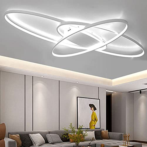 LIUYU Deckenlampe led deckenleuchte Dimmbar（3000K-6500K）, Modern ovales design wohnzimmer deckenleuchte, Weiß, 75W, 6700LM, L95cm, Wohnzimmerlampen für Schlafzimmer, Küche, Büro