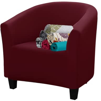 FIGOOO Housse de Fauteuil Cabriolet 1 Place Housse de Fauteuil Extensible Club Universel Amovible Lavable Couverture de Fauteuil Chesterfield Protecteur de Fauteuil pour Salon Tub Chair,Bourgogne