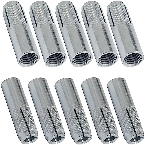 AERZETIX - C67621 - Set di 10 Tasselli di ancoraggio a espansione Ø12x40mm per bullone/vite M10 - tassello per colpire - foratura calcestruzzo mattone pietra fissaggio muratura - in acciaio