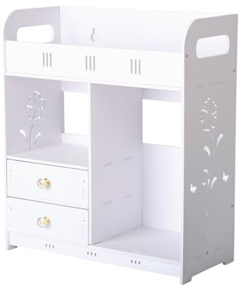 Calager Fluted Bathroom Wall Cabine Farmhouse Medicine Cabinet & Adjustable Shelves Wall-Mounted Bathroom Cabinet Curved Profile Wall Mounted Storage Organizer for Kitchen, Living Room, Bathroom White