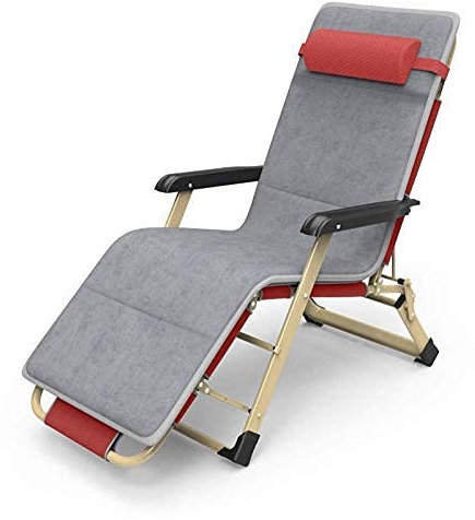 Terrassenstühle zum Liegen für schwere Menschen, zusammenklappbarer Zero-Gravity-Stuhl, Strandkorb, Sonnenliege für Strand, Terrasse, Garten, Camping, Outdoor (Orange + Wattepad)