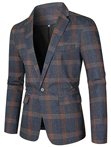 Giacca Casual a Quadri Uomo Elegante Primaverile, Vestito da Cerimonia, Abito da Sposo, Cappotto Corto, Blazer Casual