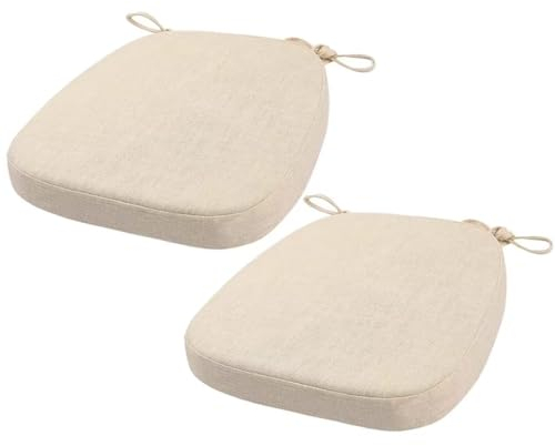 FIOVIP Stuhlkissen mit Riemen abnehmbar, waschbar, doppelte Anti-Rutsch hoch elastisch,Geeignet für Esstische und Stühle(40X38X33CM(3CM),Weiß,2 Stück)