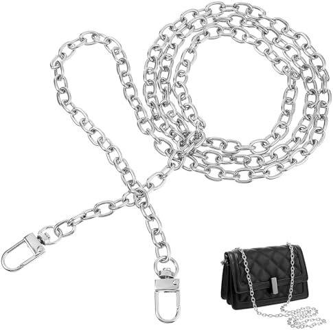 Metall Tasche Kette Taschenkette Silber Tasche Kette Lange Ersatz Lange Schulterriemen Handtasche Kettenriemen Flache Schultergurt Geldbörse Kette Handtaschen Kette Für Schulter Crossbody Tasche