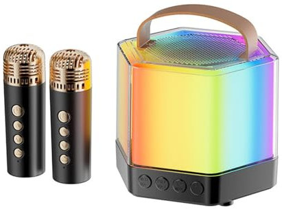 Bexdug Karaoke Machine With 2 Microphones,RGB Color Light Wireless Karaoke Speaker - Outdoor Portable Karaoke Machine For Friends, Camping, Picnic