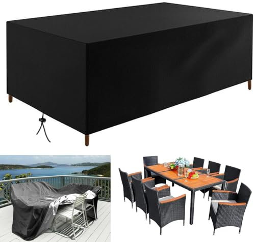 HNKDKJ Abdeckung Für Gartenmöbel Wasserdicht 350x150x85cm/TxBxH Rechteckig/Quadrat Gartenmöbel Schutzhülle 420D Oxford Schwerlast Winddicht Staubfest Schutzhülle für Gartentisch Terrassenmöbel