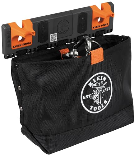 Klein Tools BC510S Bucket Work Center Hardware Tool Pouch with Carabiner, Magnetic, S Hook Rail System Accessory for Lineman Tools