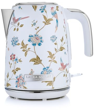VQ Laura Ashley Hervidor de agua Elveden Blanco - Hervidor de Agua de 1.7 Litros de Gran Capacidad, 2,2 KW de Ebullición Rápida con Protección Contra Sobrecalentamiento