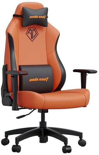Anda Seat Phantom Kids Gaming Chair Ages 5-10 - Ergonomic Video Game Seat, Small Reclining Computer Chair for Boys & Girls, Neck & Lumbar Pillows - Children's Orange PVC Leather Junior Desk Seat