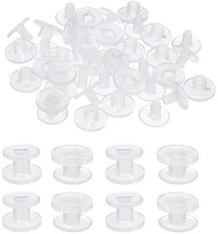 PATIKIL 8mm Vis Chicago, 20 ensembles de vis à vis en plastique pour la reliure de ceinture en cuir, albums photo, clair